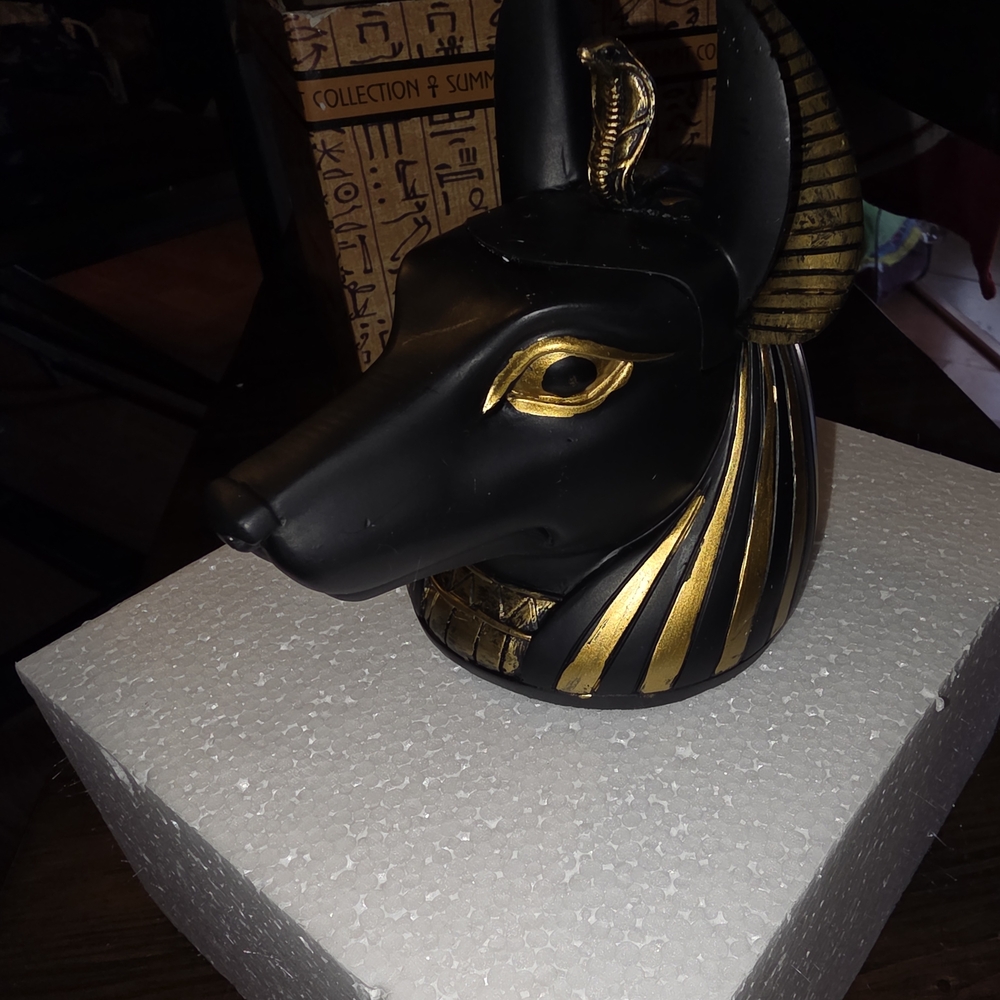 Black and Gold Anubis Head Sculpture